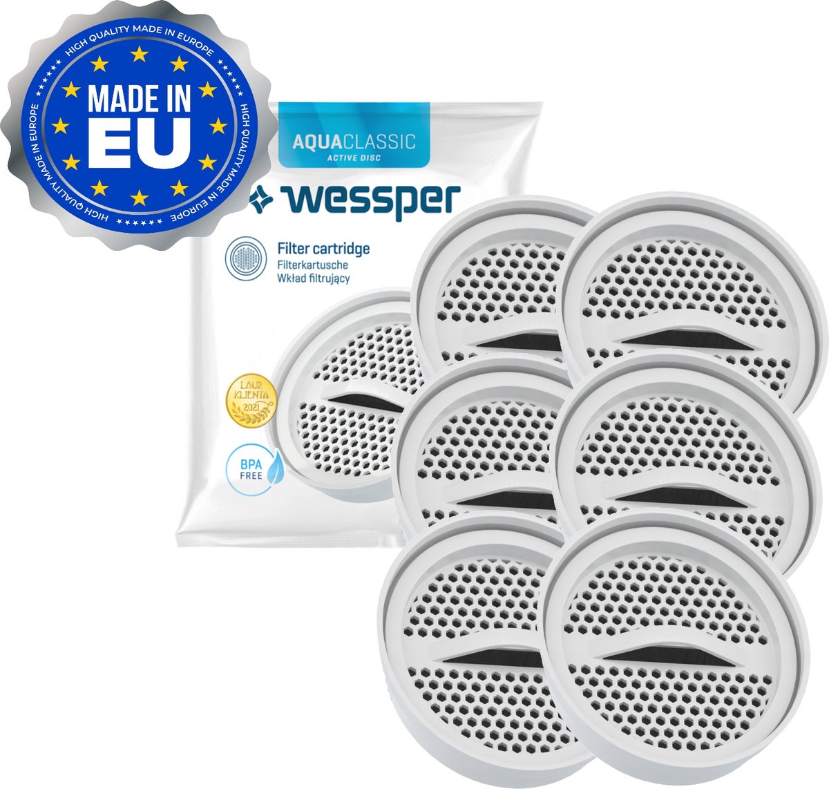 Waterfilter disk voor BRITA Classic en DAFI Classic - waterfilter - filterpatroon - 6 stuks