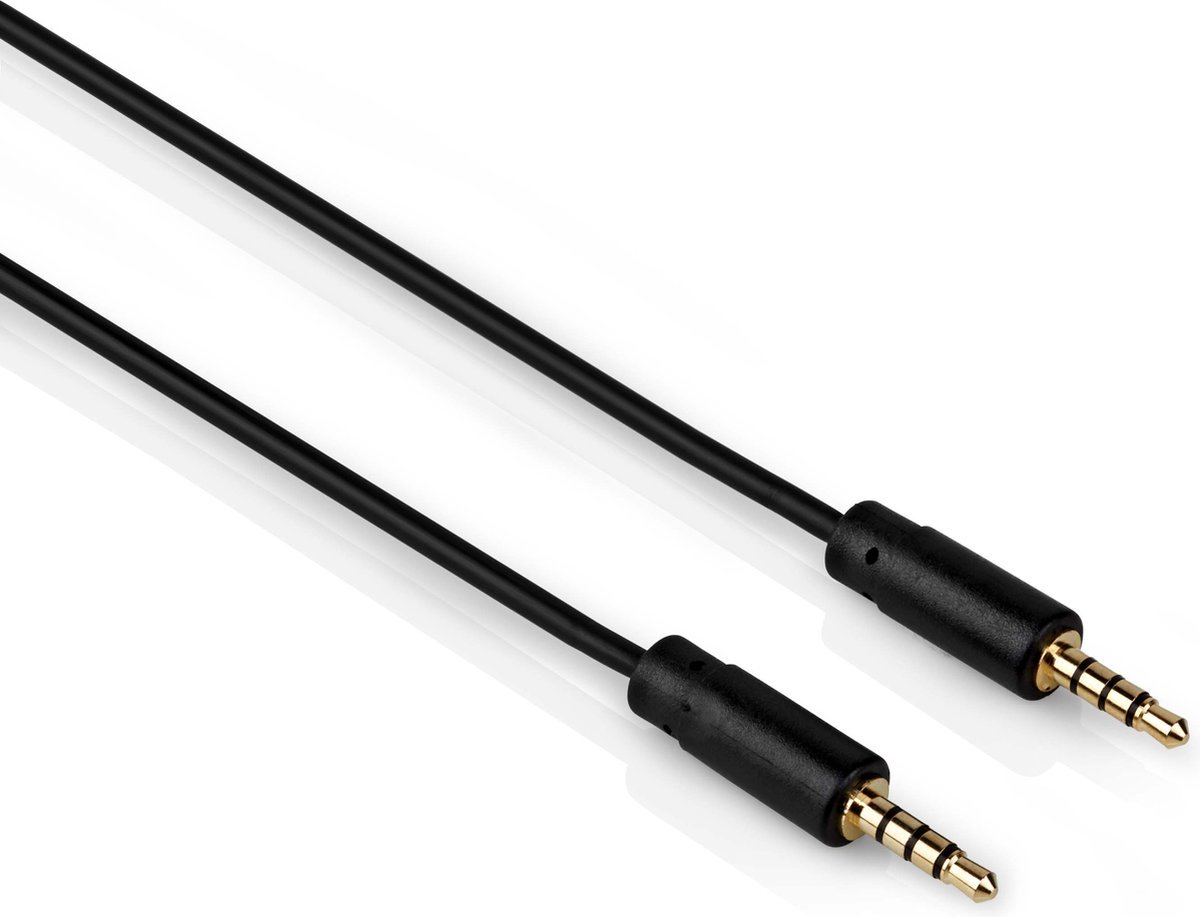 Jack kabel - 4-Polig - Male naar Male - Niet afgeschermd - Verguld - 3.5mm - 1.5 meter - Zwart - Allteq