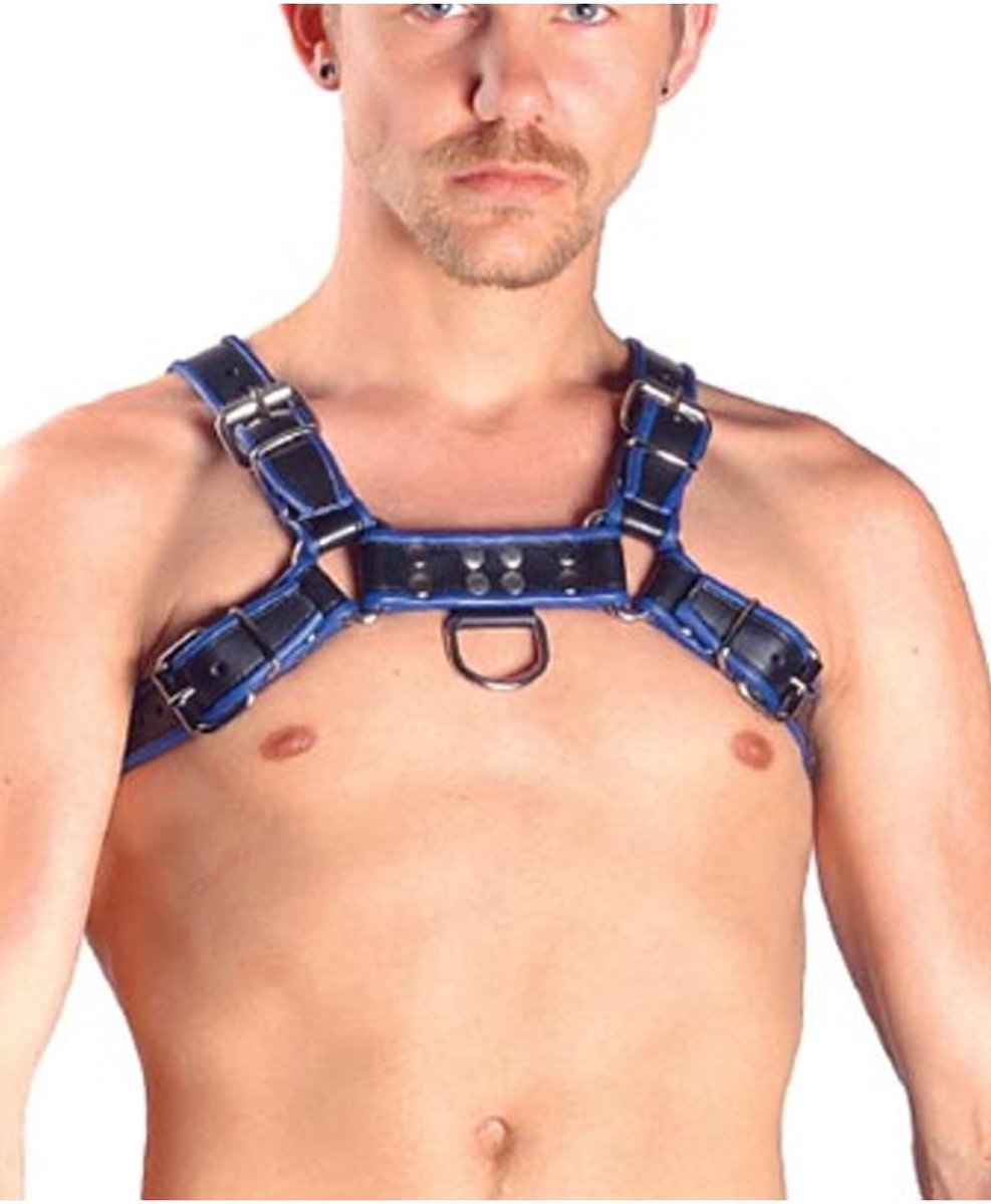 Mister b leren borstharnas zwart-blauw large