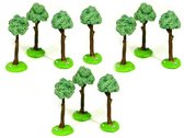 Decoratieboompjes - 10 stuks - modelbouw - treinbaan geschikt - miniatuur bomen - hard materiaal - lange stam - 8cm