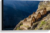 Canvas - Pinkuylluna Ruïne Inca Trail Peru - 60x40 cm Foto op Canvas Schilderij (Wanddecoratie op Canvas)