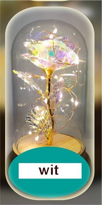 Rose LED - Rose éternelle d'affection et d'amour - rose sous dôme - la couleur est blanche