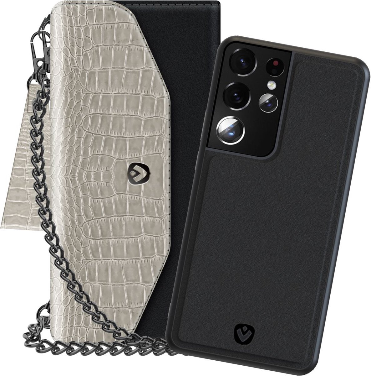 Valenta Telefoonhoesje geschikt voor Samsung Galaxy S21 Ultra Hoesje | Valenta Luxe Uitneembare 2in1 Clutch | Pasjeshouder voor 4 Pasjes | Telefoonhoesje voor Pinpas / OV Kaart / Rijbewijs - Zwart