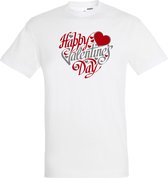 T-shirt Happy Valentines Day | valentijn cadeautje voor hem haar | valentijn | valentijnsdag cadeau | Wit | maat 3XL