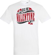 T-shirt Kiss Me Valentine | valentijn cadeautje voor hem haar | valentijn | valentijnsdag cadeau | Wit | maat 5XL