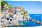 Tuinposter – Kleurrijke Huisjes in Nationaal Park Cinque Terre bij de Italiaanse Kust - 120x80 cm Foto op Tuinposter (wanddecoratie voor buiten en binnen)