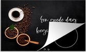 Inductie beschermer - Inductie Mat - Kookplaat beschermer - Inductie beschermer - Koffiebeker - Keuken - Een goede dag begint met koffie - Koffie - Kookplaat - 81.6x52.7 cm - Afdekplaat inductie - Inductiebeschermer