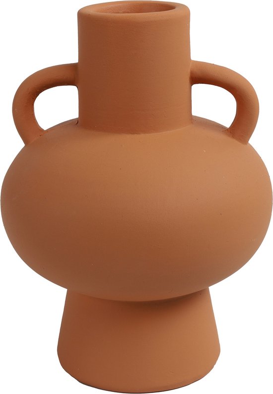 Countryfield Amphora kruik/vaas - terracotta - D13 x H18 cm - smalle opening