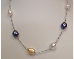Parelketting - dames - zilveren ketting - zoetwaterparel - 925 dz - lengte 45 cm sale Juwelier Verlinden St. Hubert - €149,= voor €89,=