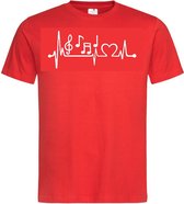 Grappig T-shirt - hartslag - heartbeat - muzieknoten - muziek - maat XL