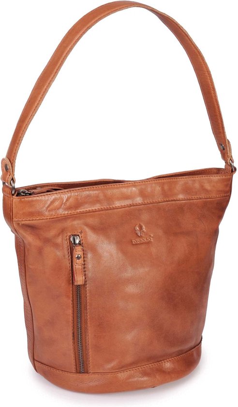 DONBOLSO Ladies Handbag Bucket I Grote schoudertas van echt leer | Hoogwaardige handtas in cognac | Hoogwaardige handtas als shopper voor stijlvolle vrouwen