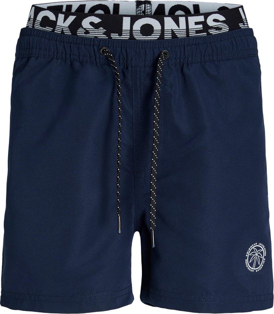 Jack & Jones Junior Shorts de bain Garçons JPSTFIJI Double Waistband Navy Blauw - Taille 128 - Maillot de bain
