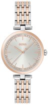 BOSS HB1502706 ESSENA Dames Horloge - Mineraalglas - Staal - Zilverkleurig - 32 mm breed - Quartz - Vouw/Vlindersluiting - 3 ATM (spatwater)