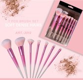 Make-up Borstel set - 7stuks - roze kwasten