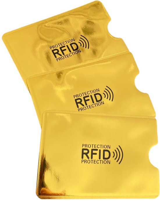 3 pièces - Housse de protection RFID - Or - Protecteur de carte bancaire - Bloqueur RFID - Protecteur de carte d'identité - Carte bancaire NFC - Carte de crédit - Housses de protection RFID