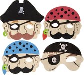 Masker piraten - set van 4 - schatzoeken zeerovers - kinderfeest piraten thema