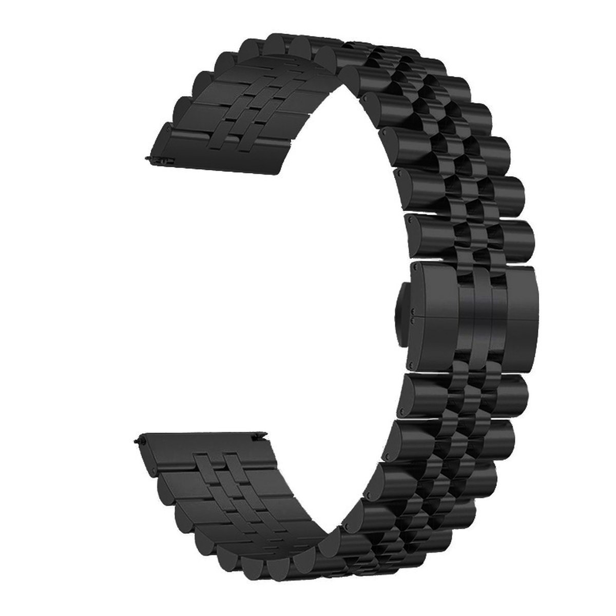 SmartphoneClip® Horlogeband - Metaal Schakel Luxe - 22mm Zwart - Horlogebandjes