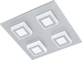 EGLO Masiano - Plafondlamp - 4 Lichts - LED - Aluminium-Geborsteld - Gesatineerd