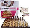 Afbeelding van het spelletje Luxe schaakbord / dambord 42x42 cm inclusief schaakstukken en damstenen