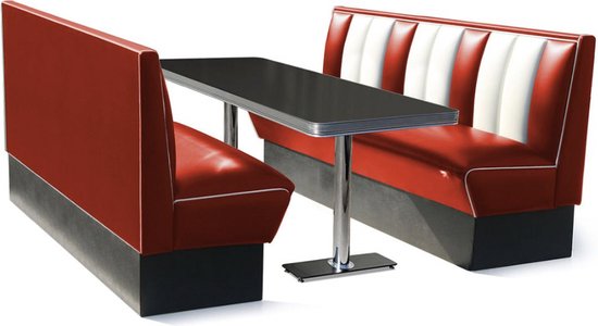 Classic Diner Retro Bel Air Set 2 x Bank 180 cm en tafel