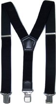 Flores Lederwaren - Heren - Dames Bretels – 3 brede stalen clips bretel - Unisex volwassenen -Motorrijders – Spijkerbroek – Beroepskleding – Skikleding – Kleur: Zwart.