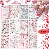 GUAPÀ® Nagelstickers | Hartjes Nagel Stickers | Liefdes stickertjes voor nagels | Zelfklevende nagelstickers | Nail Art | 12 vellen nagelstickers