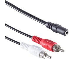3,5mm Stereo Jack (v) - Stereo Tulp (m) Kabel - 1,5 meter - Zwart