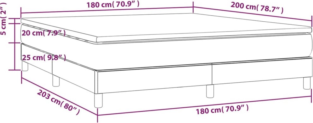 vidaXL - Boxspring - met - matras - stof - blauw - 180x200 - cm