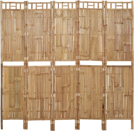 vidaXL - Kamerscherm - met - 5 - panelen - 200x180 - cm - bamboe
