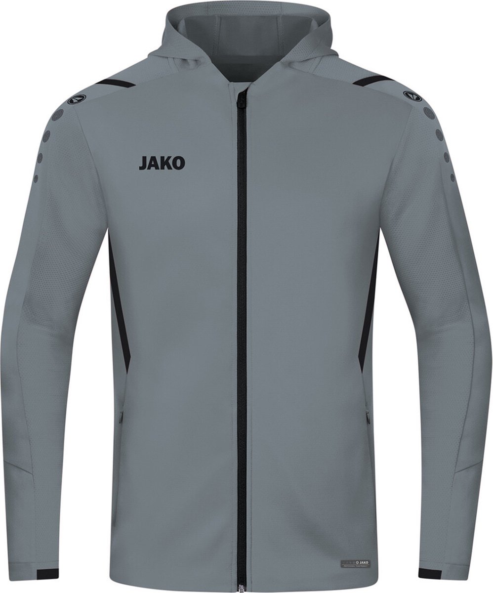 Jako Challenge Jas Met Kap Heren - Steengrijs / Zwart | Maat: L