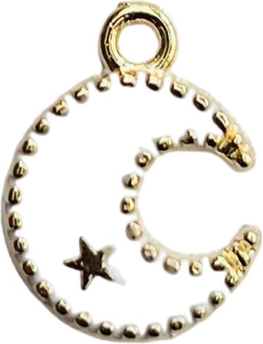 Haarbedel maantje met sterretje wit goud - Hair beads - Dreadlock sieraden - Haar bedels - Dreadlock kralen - Dreadlocks producten - Dreadlock beads - Dreadlock accessoiries - Dreadlock accesoires