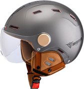 Demm Speed Pedelec helm - NTA 8776 Geschikt als Elektrische fiets, Snorfiets, Scooter, Brommer Helm - Vespa jethelm met vizier - Volwassenen - M - Titanium - Gratis helmtas