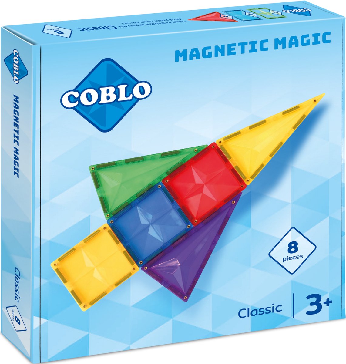 Coblo Classic 8 stuks - Magnetisch speelgoed - Montessori speelgoed - Magnetische Bouwstenen - Magnetische tegels - STEM speelgoed - Cadeau kind - Speelgoed 3 jaar t/m 12 jaar