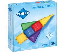 foto van Coblo Classic 8 stuks - Magnetisch speelgoed - Montessori speelgoed - Magnetische Bouwstenen - Magnetische tegels - Magnetic tiles - Cadeau kind - Speelgoed 3 jaar t/m 12 jaar - Magnetisch speelgoed bouwblokken