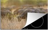 KitchenYeah® Inductie beschermer 77x51 cm - Een kudde buffels in de savannes van het Nationaal park South Luangwa - Kookplaataccessoires - Afdekplaat voor kookplaat - Inductiebeschermer - Inductiemat - Inductieplaat mat