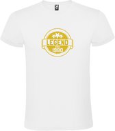 Wit T-Shirt met “Legend sinds 1980 “ Afbeelding Goud Size XXXL