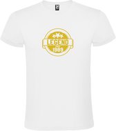 Wit T-Shirt met “Legend sinds 1989 “ Afbeelding Goud Size XXXXL