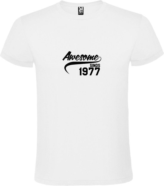 Wit T-Shirt met “Awesome sinds 1977 “ Afbeelding Zwart Size XXXXXL