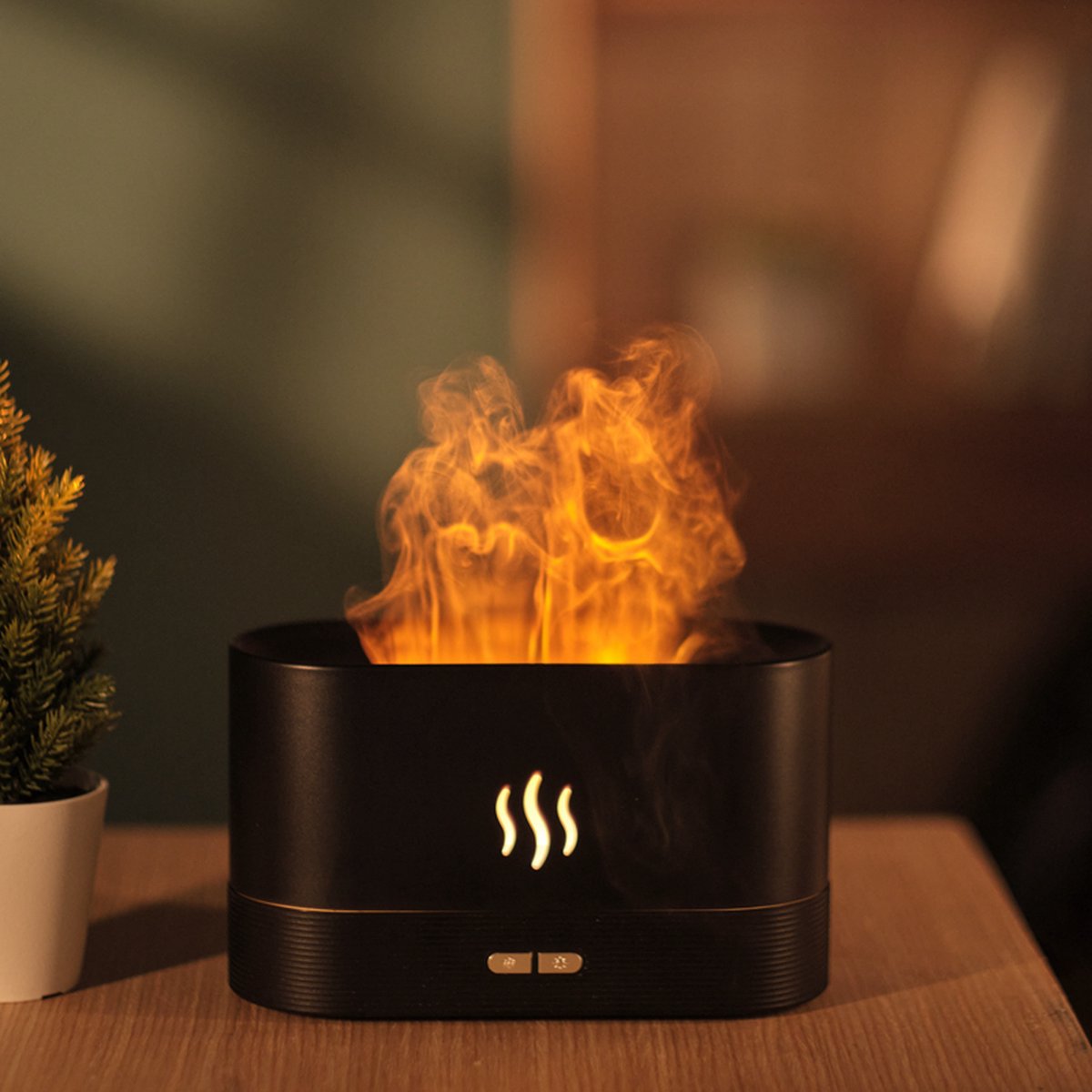 Flame Aroma Diffuser MET Bluetooth muziek functie| Vlam effect in 7 kleuren| Aromatherapie | Ontspanning en Muziek| van Dance Healthy