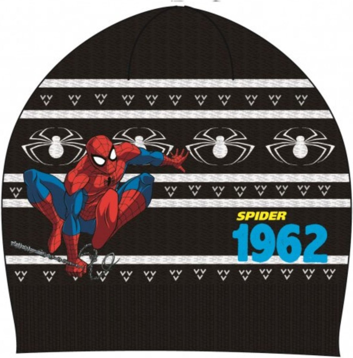 Spiderman Muts - Zwart - Gebreide Muts Winter - Spiderman Kindermuts - Spiderman Beanie