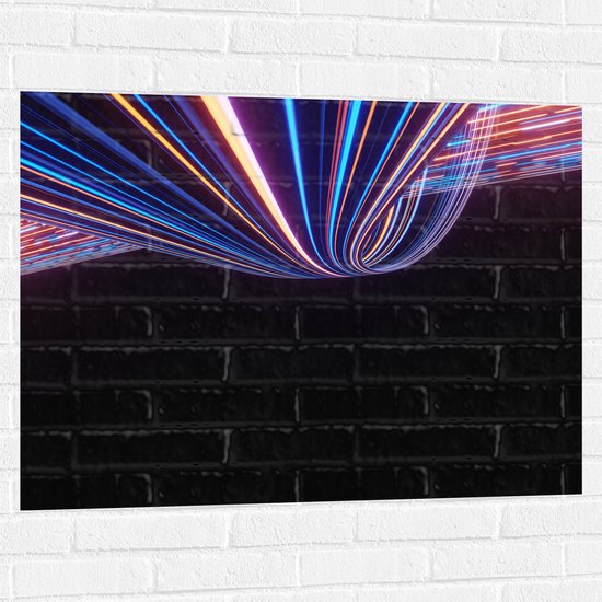 Muursticker - Abstracte Neonkleurige Lijnen - 100x75 cm Foto op Muursticker