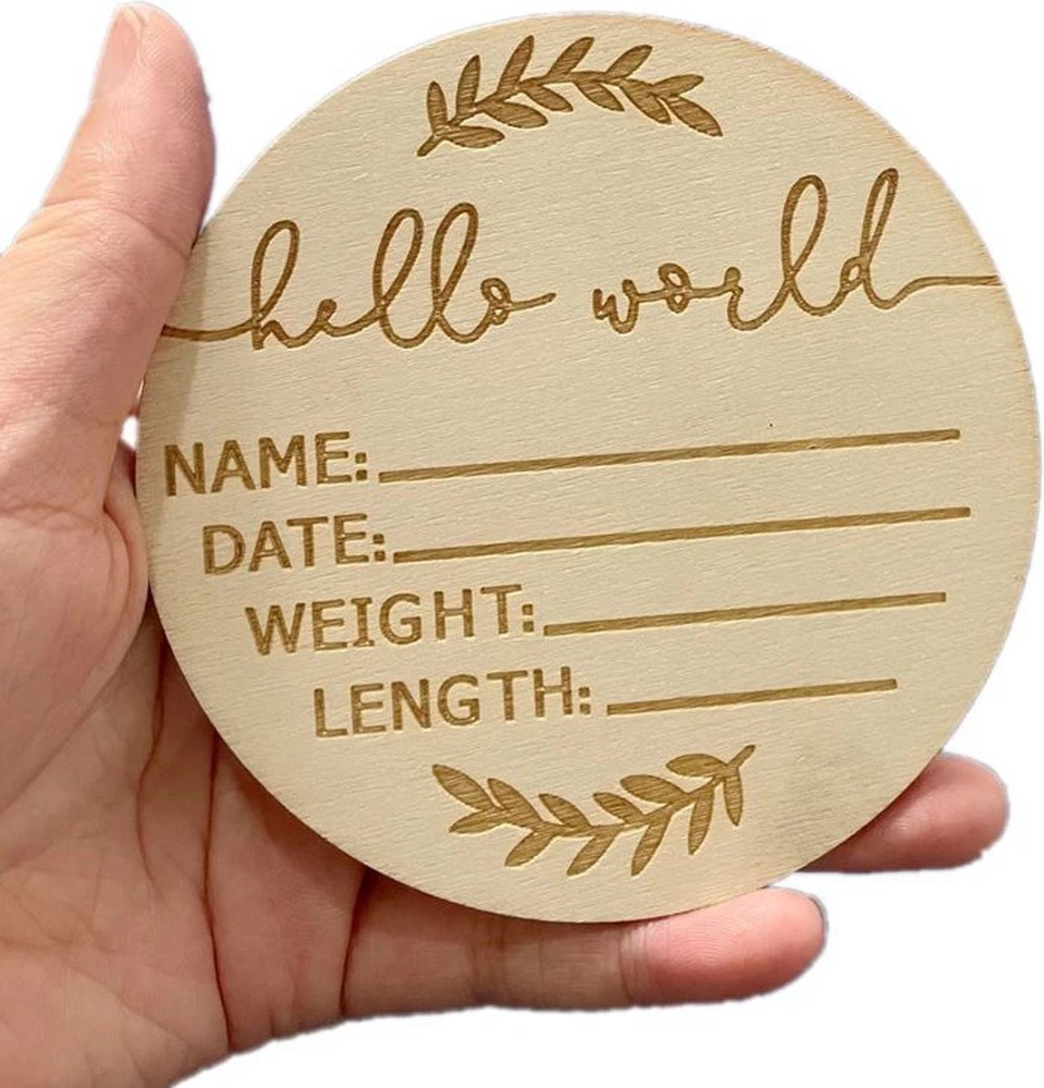 Plaque Naissance Bébé Hello World En Bois - Personnalisable Nom, Date, Poids - Souvenir Chambre Bébé Ou Photo Hôpital