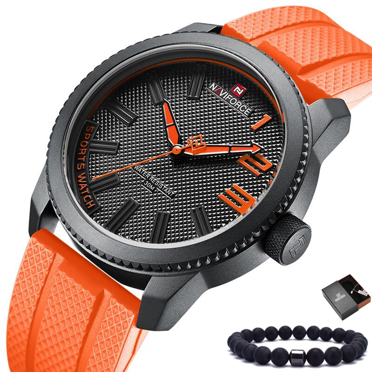 Naviforce Horloge Heren Horloges voor Mannen Watch Herenhorloge - Incl. Armband & Horlogebox Geschenkdoos - Oranje