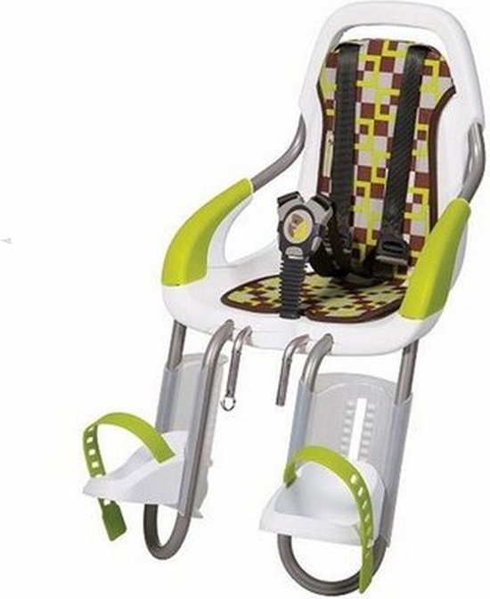 Qibbel ToGo - Fietsstoeltje Voor - Inclusief styling-set - Exclusief stuurpen-bevestiging - Checked Groen