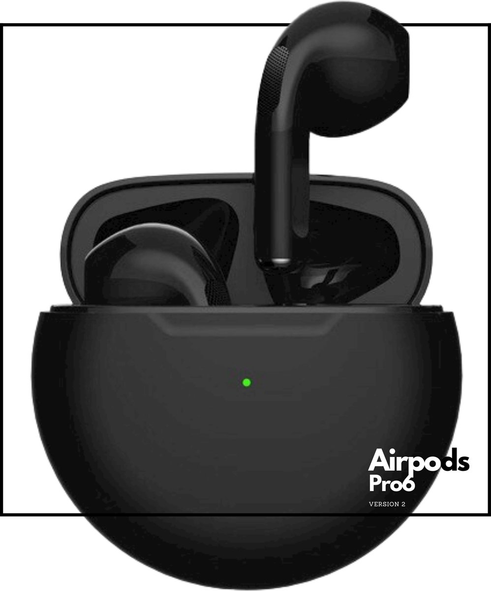 Airpods Pro 6 Zwart- Alternatieve Airpods/ bluetooth draadloze oortjes