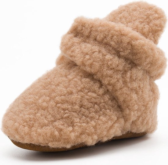 Babyslofjes - Completebabyuitzet - warme slofjes voor je baby - 0-6 maanden (11 cm) - schoenmaat 17/18 - bruin