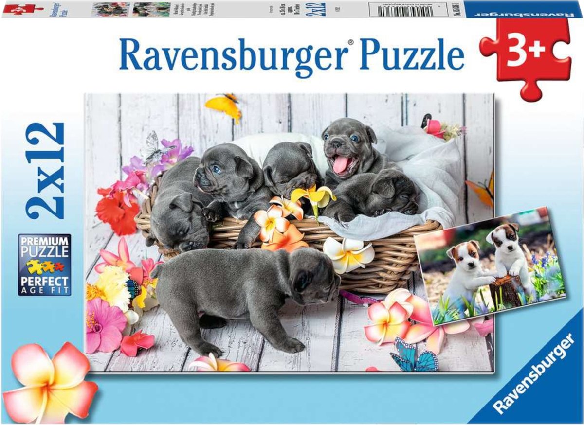 Ravensburger puzzel Schattige Haarbolletjes - 2x12 stukjes - Kinderpuzzel