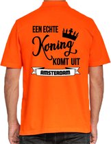 Bellatio Decorations Poloshirt Koningsdag - oranje - Echte Koning komt uit Amsterdam - heren - shirt L