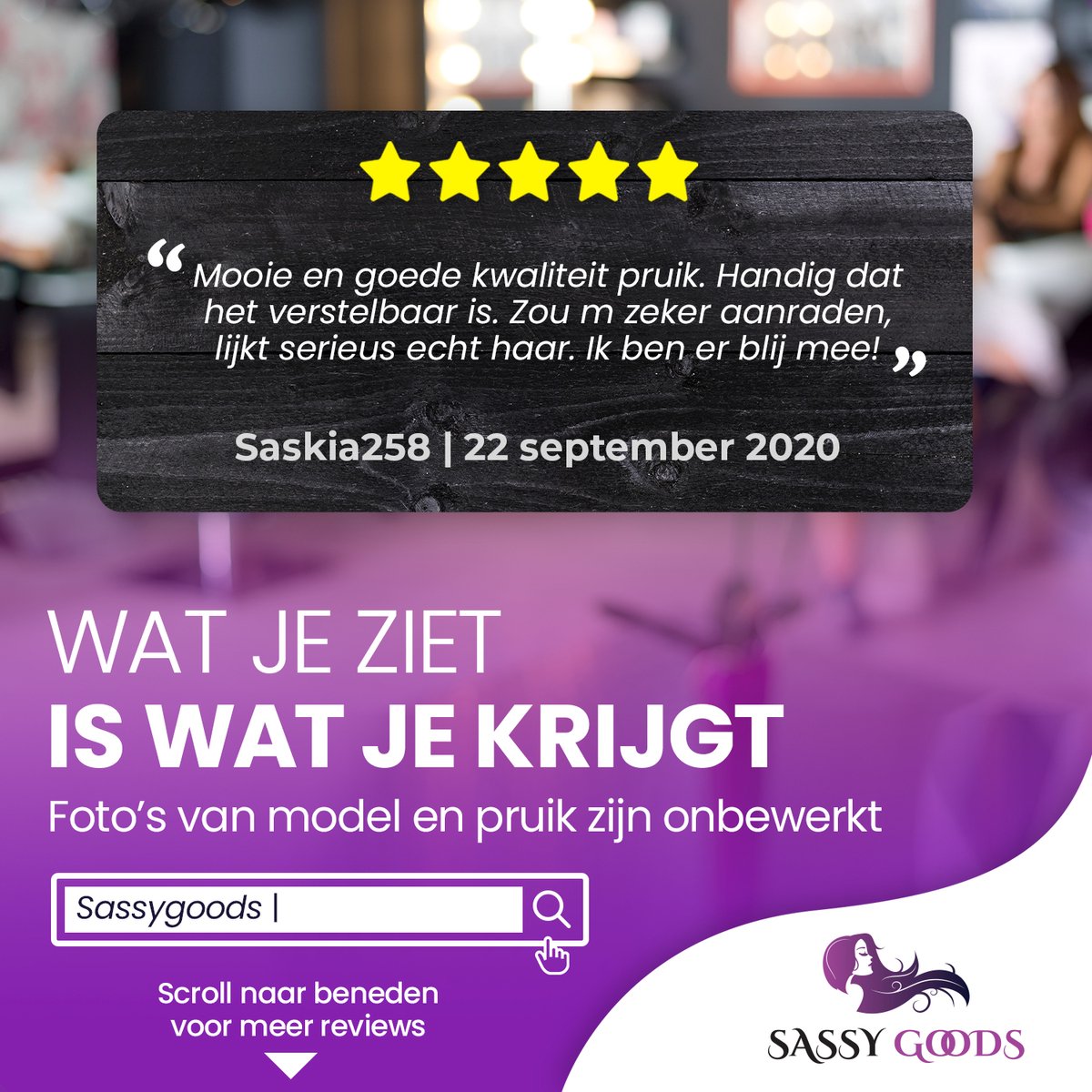 SassyGoods Rode Pruik - Pruiken Dames Lang Haar met Pony - Wig - Haarwerk - Wasbaar - Wijn Rood - 70 cm — afbeelding 8