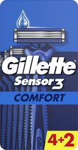 Gillette Sensor3 Comfort - Rasoirs jetables pour hommes - Paquet de 6